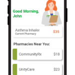 mobile phone showing pharmacy price comparison tool